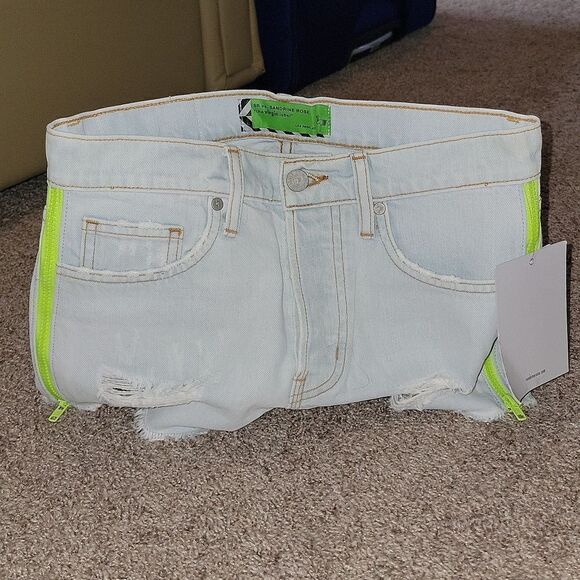 SANDRINE ROSE By Free People Women's Blue Side Zip Distressed Shorts Size 25 NWT - Picture 13 of 14